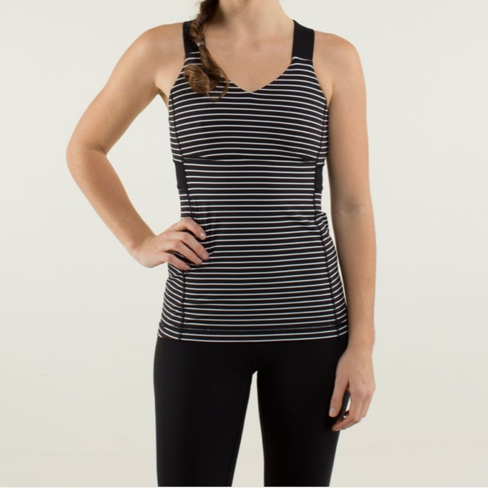 Lululemon Push Ur Limits Tank - Black & White Stripes. Size 8